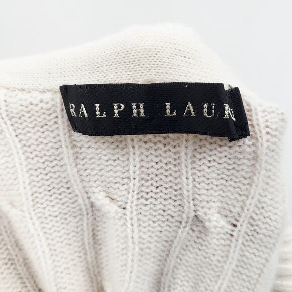 Vintage Ralph Lauren Black Label Cashmere Cream Cable Knit Sweater Women's Sz S - Picture 6 of 10